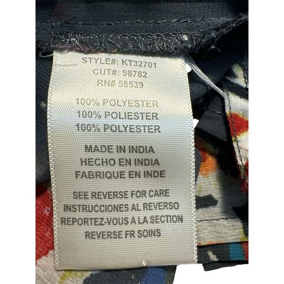 Kut from the Kloth  Women's Sheer Blouse Size LG Blue Floral Print Button Front - Picture 9 of 10